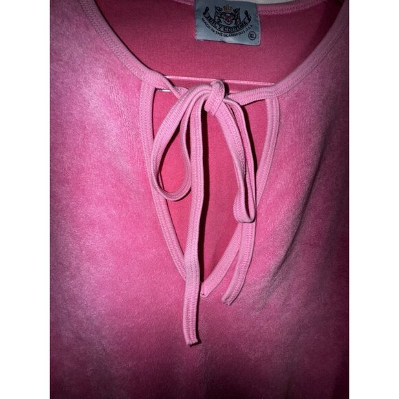Vintage Juicy Couture Light Pink Terry Shirt Top Tie Neck Y2K Barbie XL Cute - Picture 3 of 5